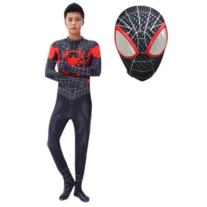 Terlaris KOSTUM SPIDERMAN Merah Hitam Baju Cosplay SUPERHERO Anak Dan dewasa + Topeng Classic