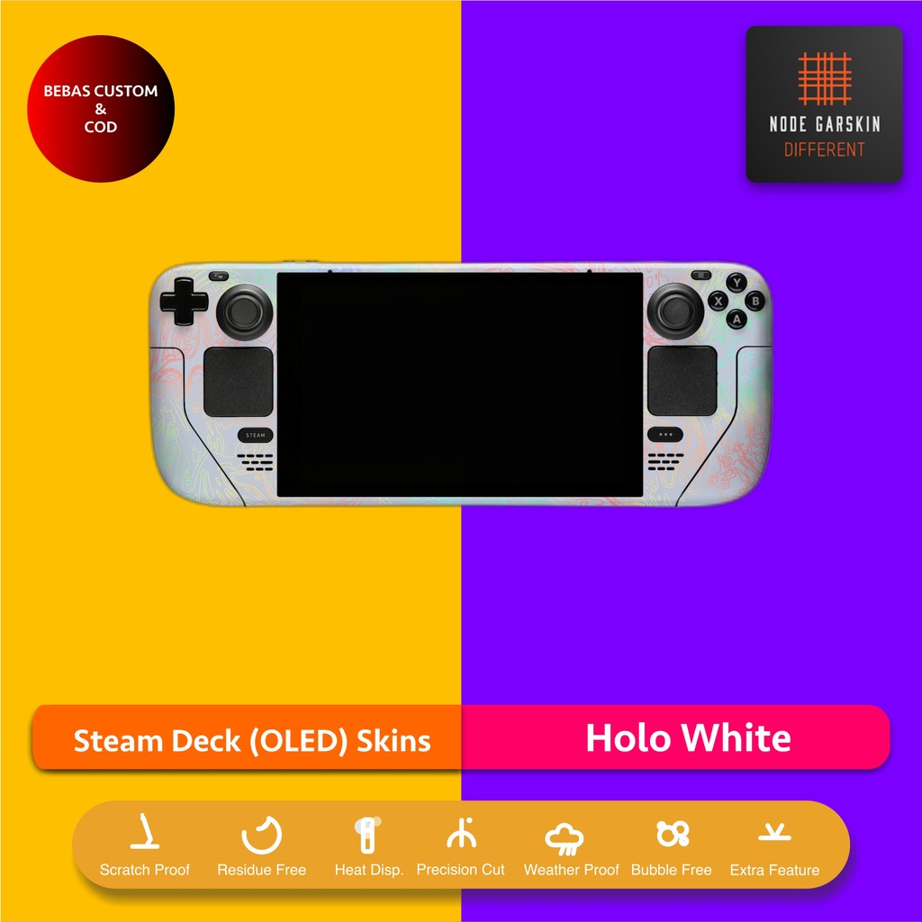 Garskin Skin Steam Deck OLED Holo White Fullbody / Backonly | Anti Lecet | Case | Vinyl