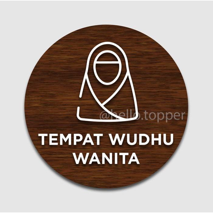 Sign Tempat Wudhu Wanita Kayu Modern 20cm Sign Board Wudhu