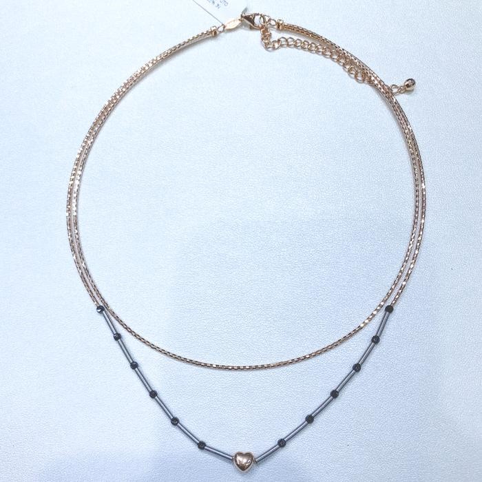 Kalung emas Rosegold Choker 2 layer Love 750 best seller