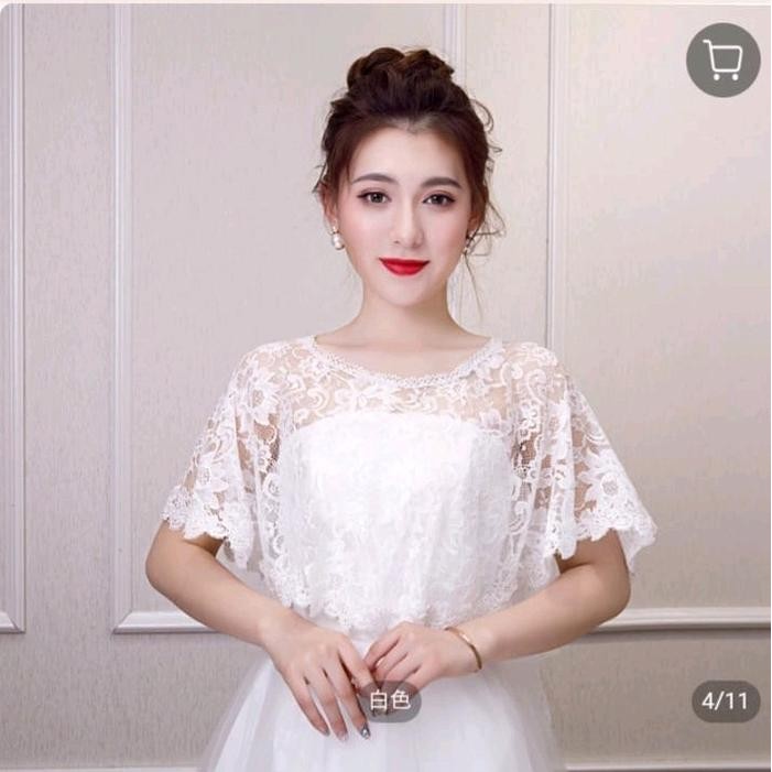 Baju Cardigan Brukat Wanita Korea / Rompi Bolero Kebaya Bahan Renda Model.Panjang Belakang