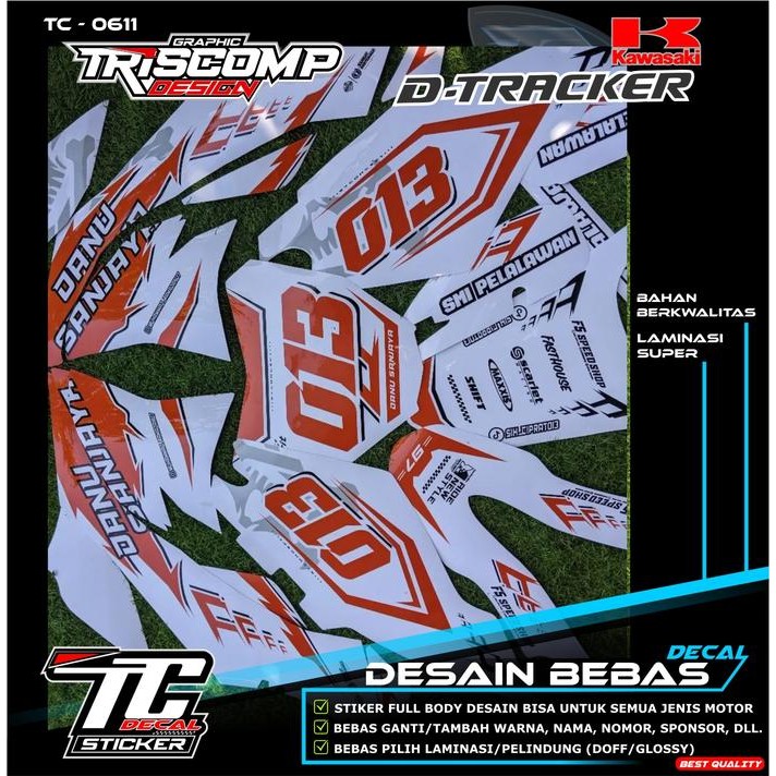 DISKON Decal sticker Dtracker DTX 150 New fullbody bisa reques motif putih list merah desain custom