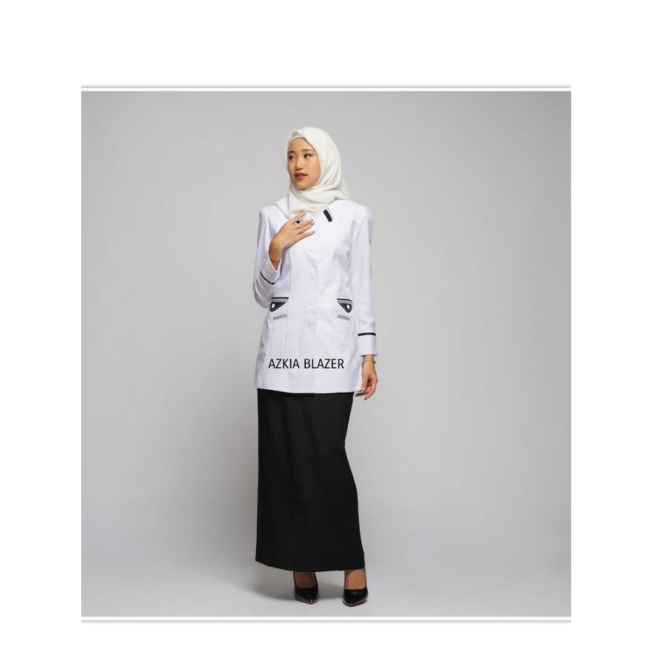 ASLI blazer putih wanita,atasan putih p3k,baju pns wanita putih,baju blazer READY STOCK