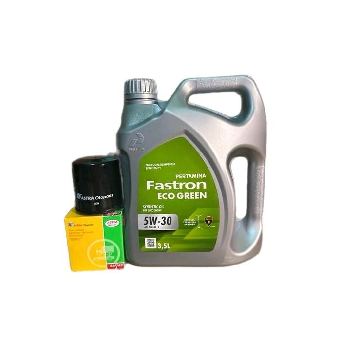Paket Ganti oli mobil Datsun Fastron Eco Green SAE 5W-30 3.5 Liter dan filter Mesin Car Engine