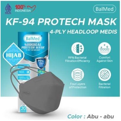 KJB Masker Medis Surgical KF94 4ply - 20PCS BALMED Hijab / Headloop