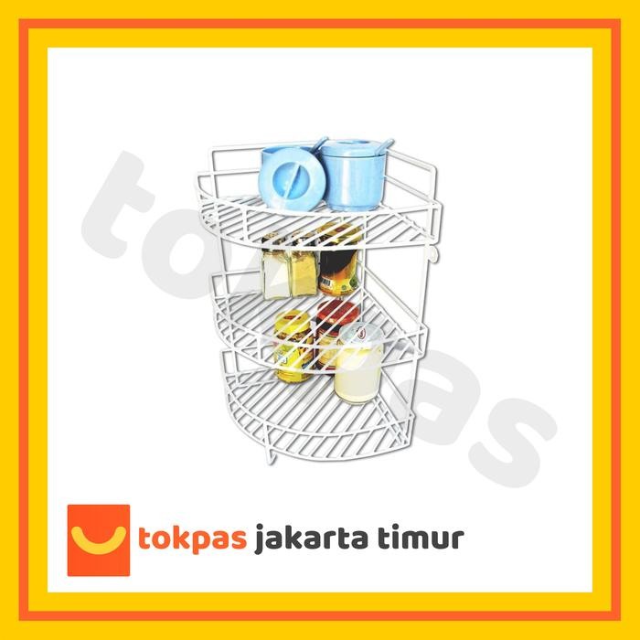 Rak Bumbu / Rak Sudut Serbaguna 3 Susun Panama Delimastar Plastik Putih Anti Karat