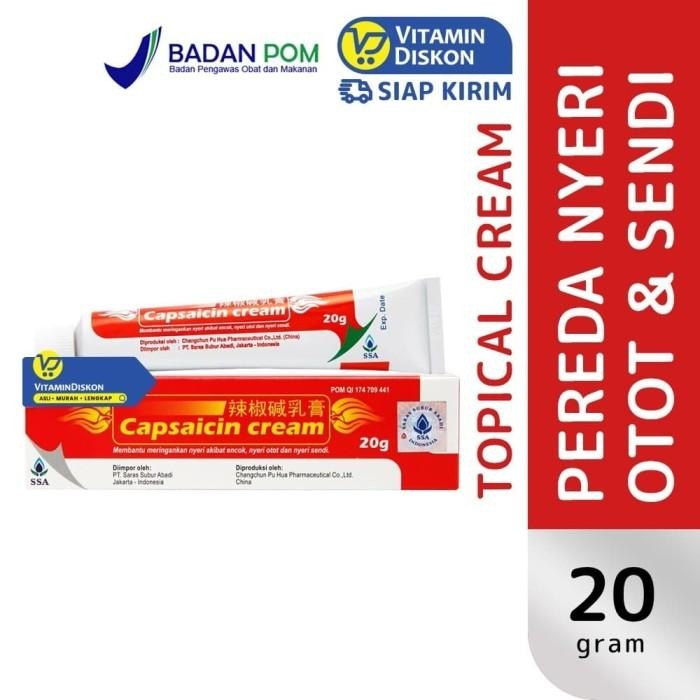 CAPSAICIN CREAM 20GR CREAM NYERI OTOT,PEGAL,DAN NYERI SENDI SSA