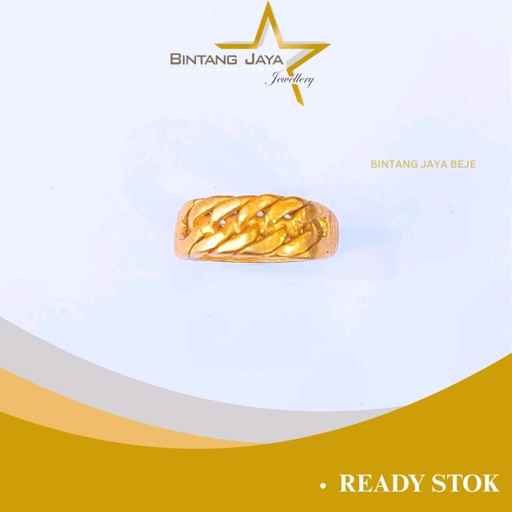 Cincin Emas Asli LM99 ATAS RANTAI Ukuran Nomor 20 - Kadar Murni LM99 - Berat 14,93 gr - Desain Ranta