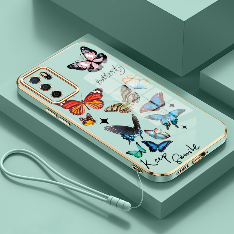 Casing Untuk OPPO A16 A16s A54s Case Casing HP Softcase Tali gantungan berlapis silikon mewah Kasing