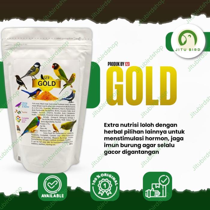 Gold by 123 Nutrien Extra Fooding Pakan Burung Pleci Murai Kenari FInch Lovebird