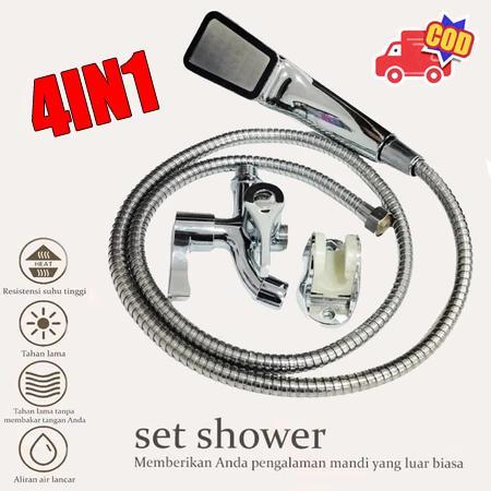 4 In 1 Paket Kran Besi Tahan Karat Plus Kran Shower Set Kran Mandi Shower Head Anti Bocor & Tekanan