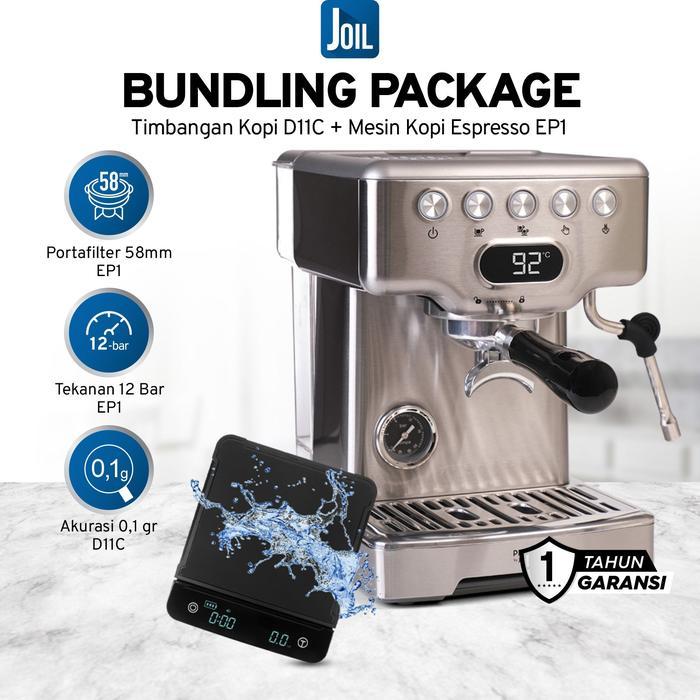 Joil Bundle Mesin Kopi Espresso & Timbangan Kopi Digital D11C