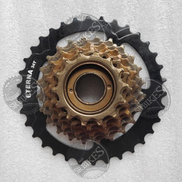 Freewheel Gir Susun 7 Speed Sepeda 14-34T Megarange. Ulir Drat. Eterna Terbaru 