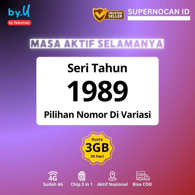 NOMOR CANTIK BYU EKOR TAHUN 1989 -  NOMOR CANTIK TELKOMSEL BYU | BY.U | BAYU | B.YU EKOR TAHUN 1989 