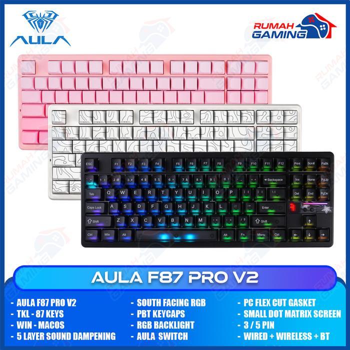 Aula F87 Pro V2 - Tkl - 87 Keys - Gasket - South Face - Side Rgb - Dot Matrix Screen - Mechanical