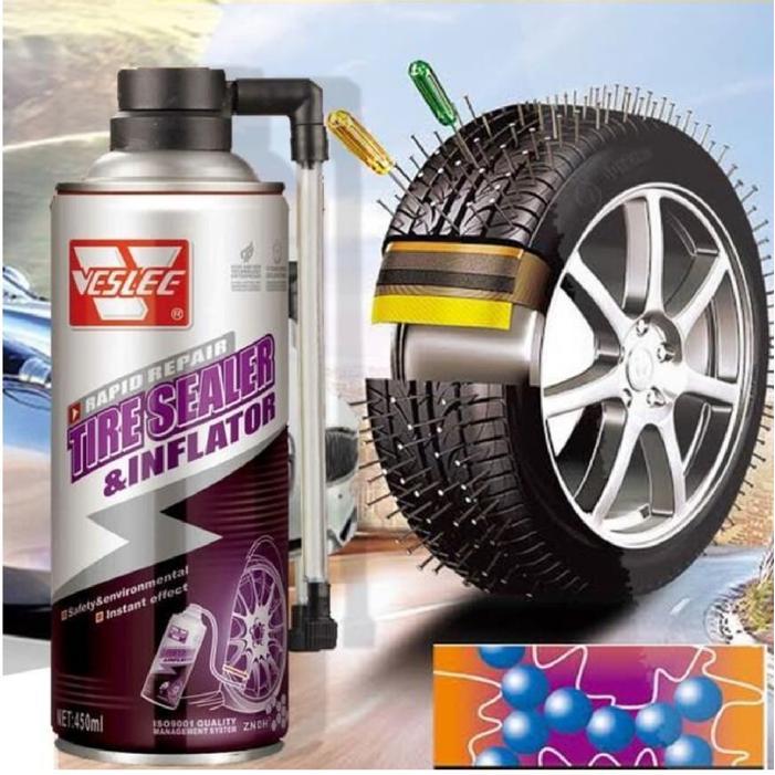 Promo Veslee Tire Sealer & Inflator 450Ml Cairan Tambal Ban Tubeless Bocor Formula Lem 6Mm Untuk