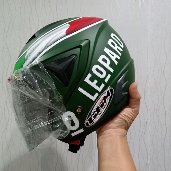 NEW GHM Helm Half Face Vista JP 13 Motif Leopard, Helm Dewasa Pria & Wanita, Sertifikat SNI, Bahan