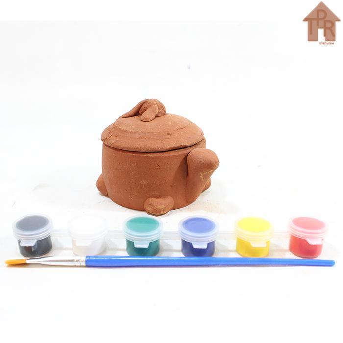 DIY - Mewarnai Tanah Liat / Cepuk Kura + Cat 6warna + 1 Kuas