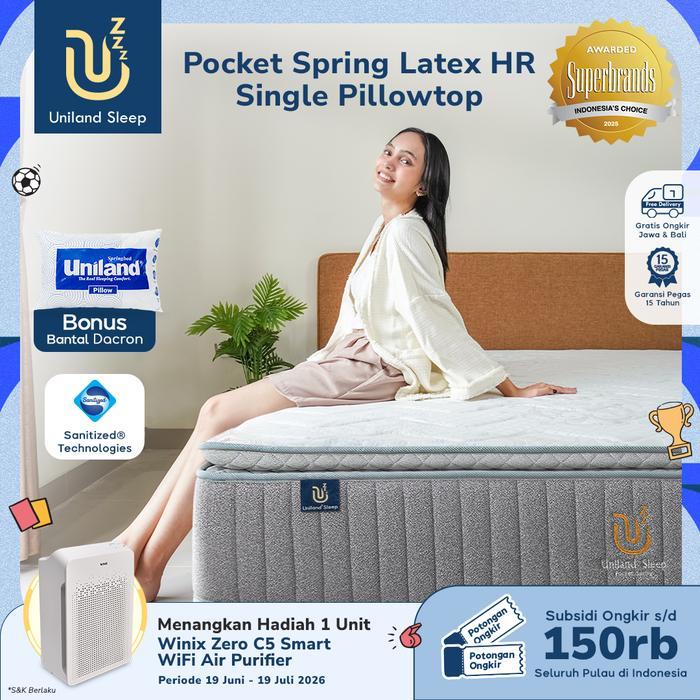 Kasur Pocket Spring Bed Latex Hr Single Pillowtop 30Cm Uniland Sleep Terlaris