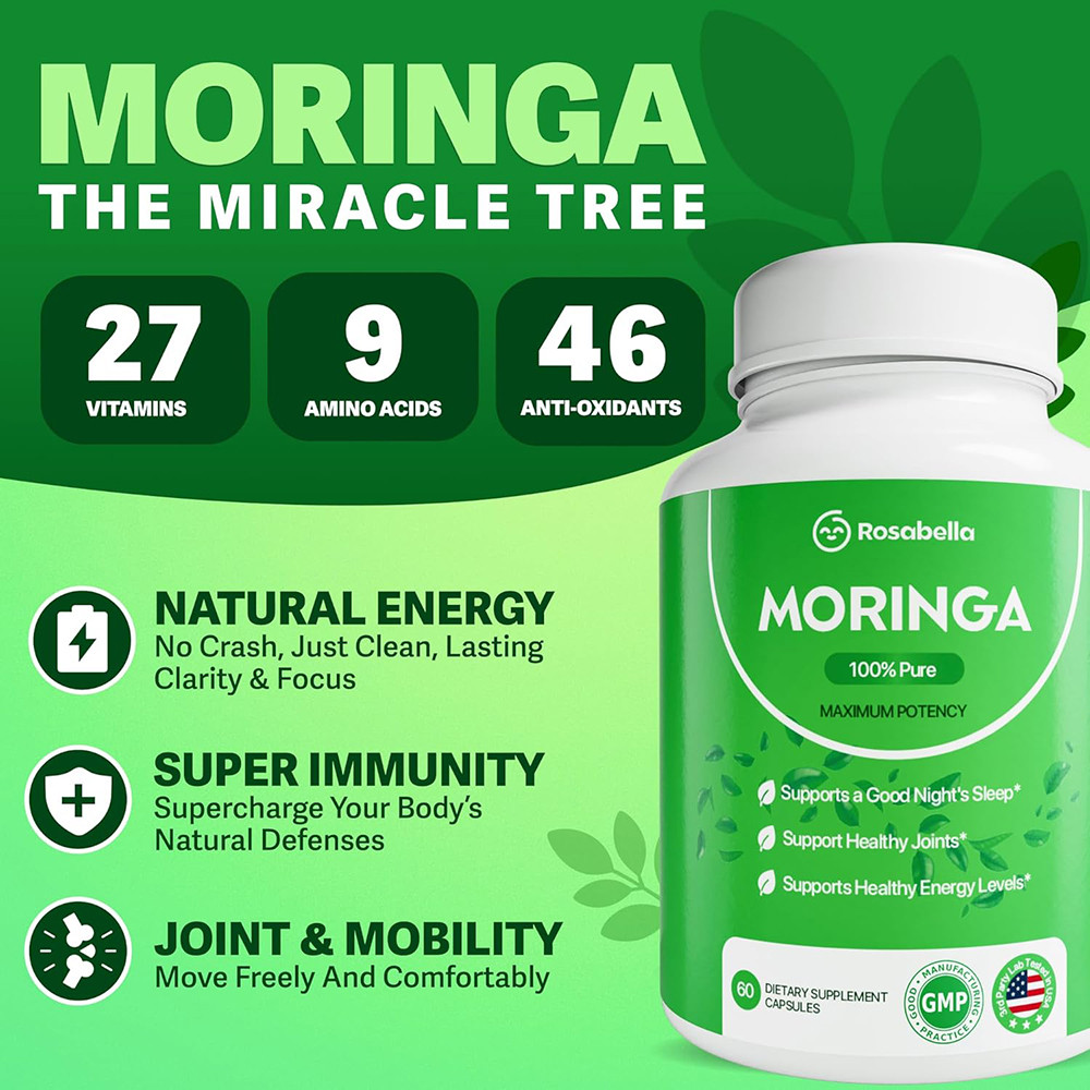Pure Nutrient MORINGA CAPSULE- MORINGA SUPPLEMENT - Rich Moringa Powder - Support Energy, Skin