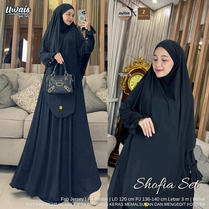 Shofia Set by Uwais Gamis Set khimar Jersey Gamis Jersey Adem Gamis Terbaru Syari Mewah Muslim