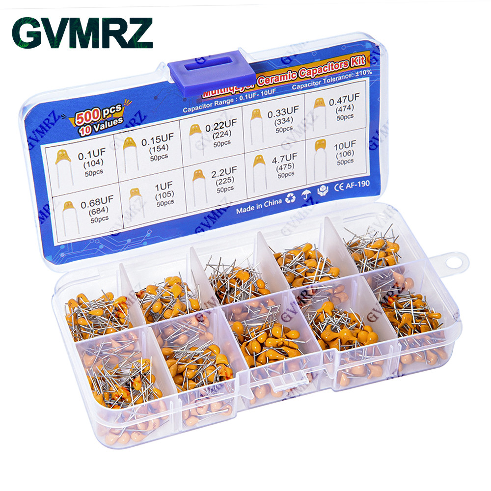10Values monolithic ceramic capacitor 0.1UF-10UF kit 0.15UF 0..22UF 0.33UF 0.47UF 0.68UF 1UF 2.2UF
