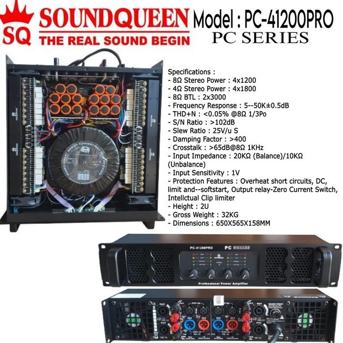 Power Amplifier Soundqueen Pc - 41200 4Ch 4X1200 Watt Power Sound Queen Pc-41200 Pro Grab/Gosend