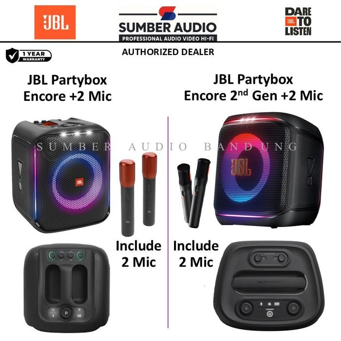 JBL Partybox Encore 2 Include 2 Mic Wireless Original & JBL Partybox Encore 2Mic Speaker Portable