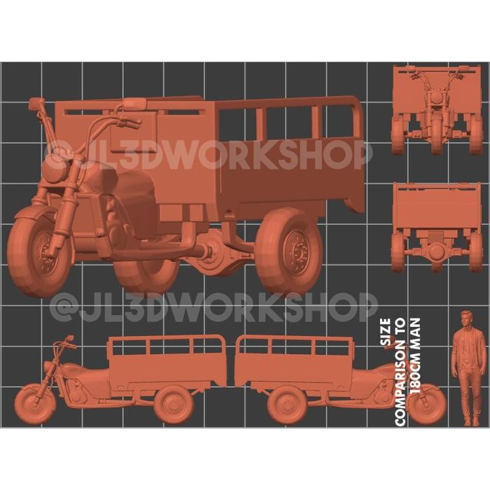 Jl3D Motor Skala 1/64 Viar / Tossa / Roda 3 Tiga / Gerobak Terbatas