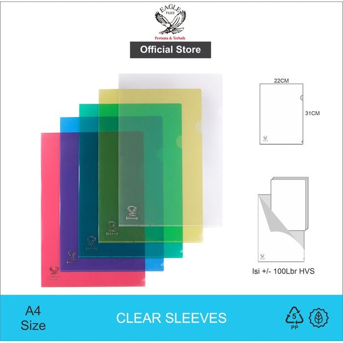 

EAGLE FILES Map L Bening / Map Plastik Transparan / Clear Sleeves A4 12 Pcs/Pack