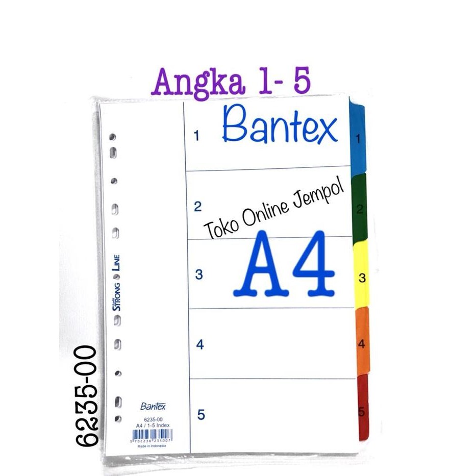 

A4 Angka 1-5 putih 6235-00 File Divider Bantex Pembatas doc ATK1177BX