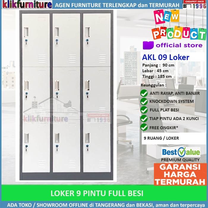 

Lemari Besi Loker Besi 9 Pintu AKL09 Loker Karyawan Kantor Gym