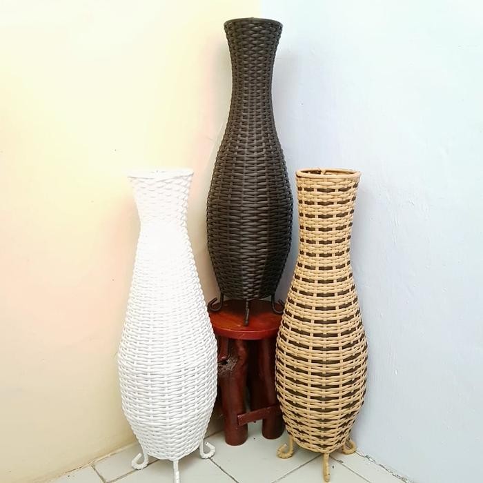 POT ROTAN SINTETIS MODEL GUCI TINGGI 60 CM BAHAN BESI TEBAL.