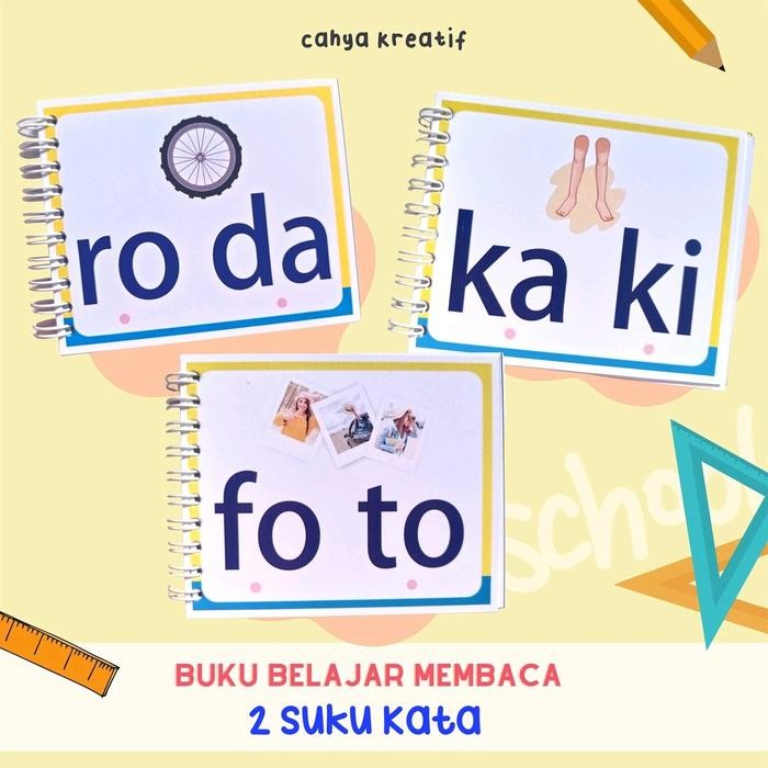 

OJ Buku Belajar Anak Membaca 2 Suku Kata tanpa Mengejah Buku anak paud Flash Card Anak
