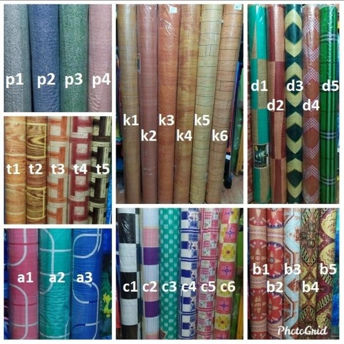 Karpet Lantai Plastik Vinyl Per Rol Roll Motif Kayu Alas Taplak Meja Perlak
