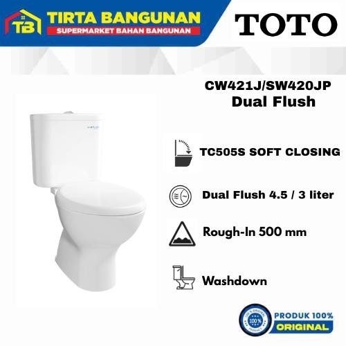 TOTO CW421J SW421JP CLOSET / KLOSET / TOILET / WC DUDUK 2 FLUSH 4,5 / 3 LITER SOFT CLOSING