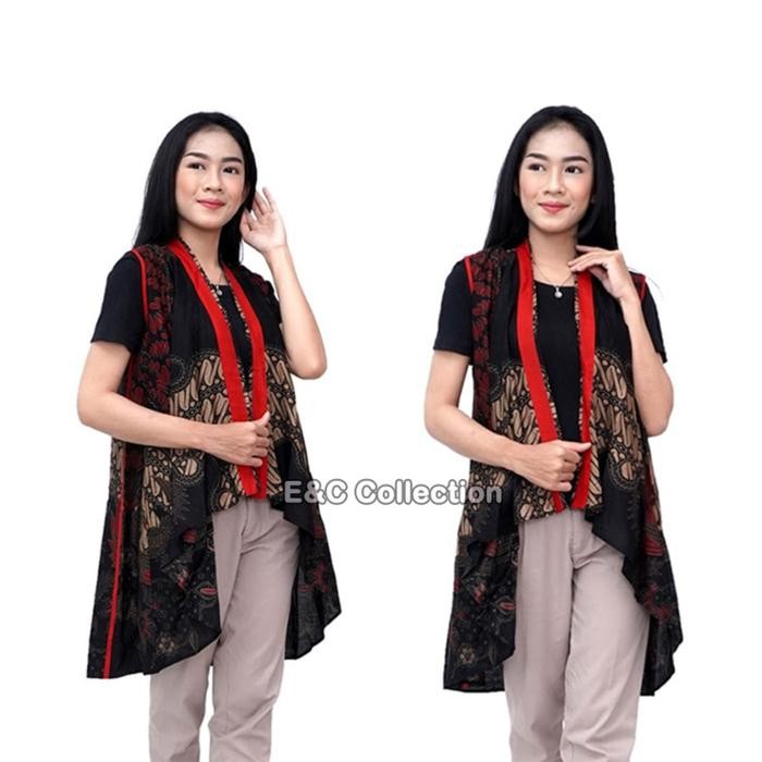 Ready Batik Wanita Cardigan Ulir Kombinasi - Outer Batik - Rompi Batik Panjang -