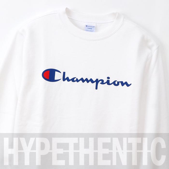 ASLI Champion Men shirt Script Crewneck White / er Putih READY STOCK