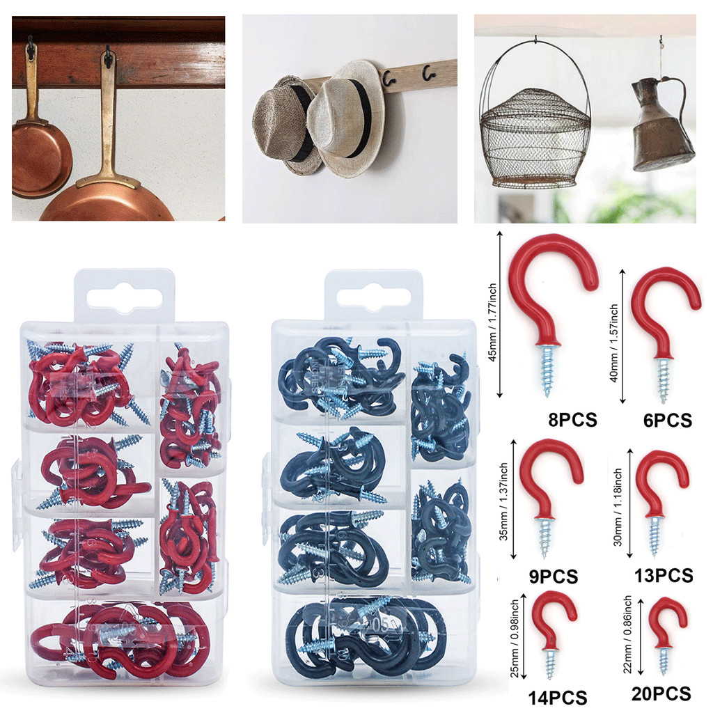 70Pcs Sheep eye screw hook, wrapped in plastic technology, screw in question mark hook, Cup hook, Pl