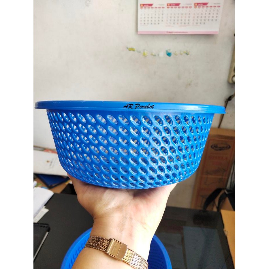 Besek Plastik/Baskom/Wakul Lotus KECIL BESAR/Wadah Serbaguna-BIRU
