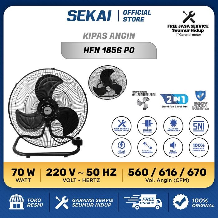 ORI SEKAI Kipas Angin Dinding Tornado / Kipas Angin Meja Jumbo 2 In 1 18 Inch - HFN 1856