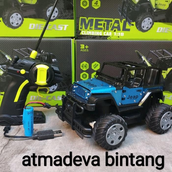 Vr Toys Mainan Rc Jeep Rubicon Diecast Rc Mobil Metal Buka Pintu & Mesin Depan Dilengkapi Batre