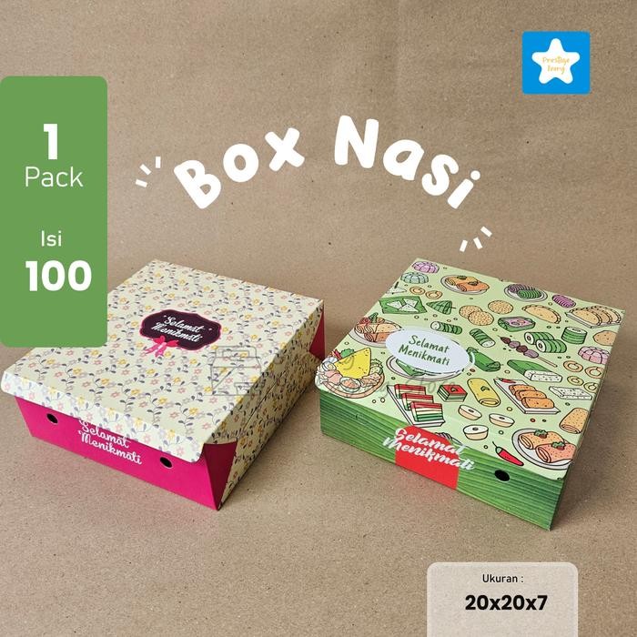 100 pcs / 20x20/ Box Nasi/ Dus Nasi / Kotak Nasi / 350 gr kotak nasi 7 bulanan