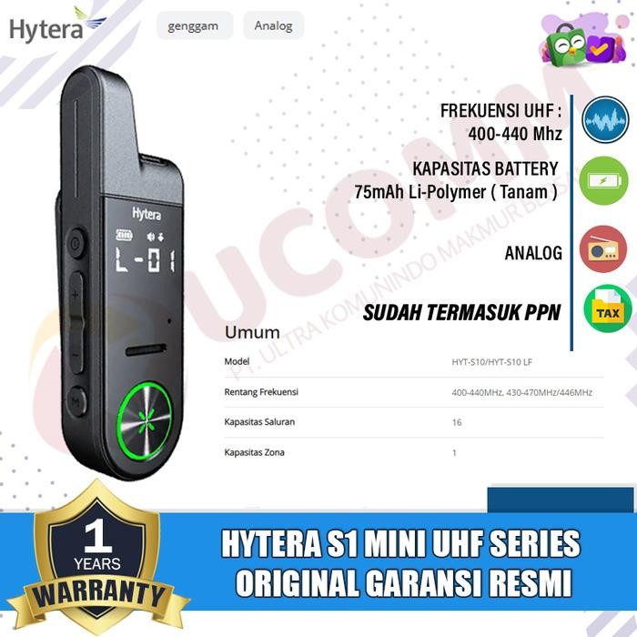 Ready Hytera S1 Mini Series Uhf Hytera S1 Mini Walkie Talkie Hytera S1 mini Uhf 400 Original Garansi