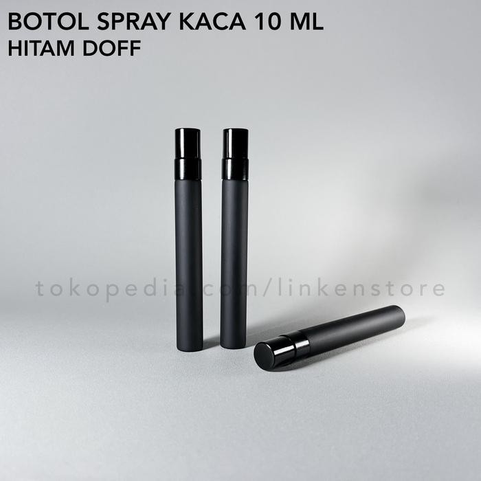 Rds - Botol Spray 10Ml Kaca Hitam Doff Tutup Metal / Aluminium Parfum