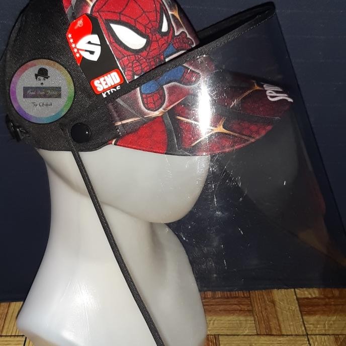 ORIGINAL Topi Face Shield Anak Spiderman Hitam READY STOCK