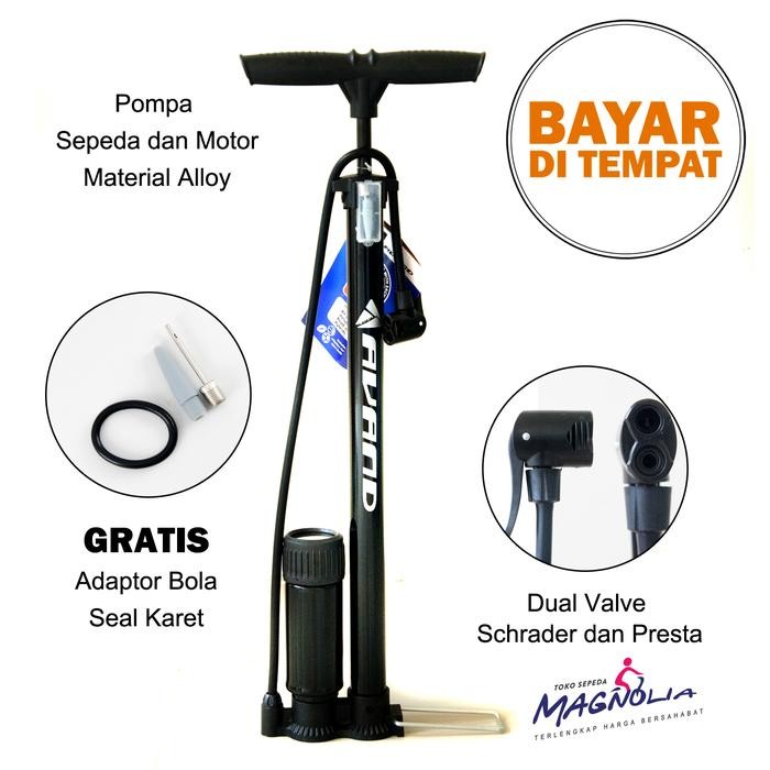 Pompa Angin Ban Sepeda dan Motor Dual Pentil Alloy Merk Avand