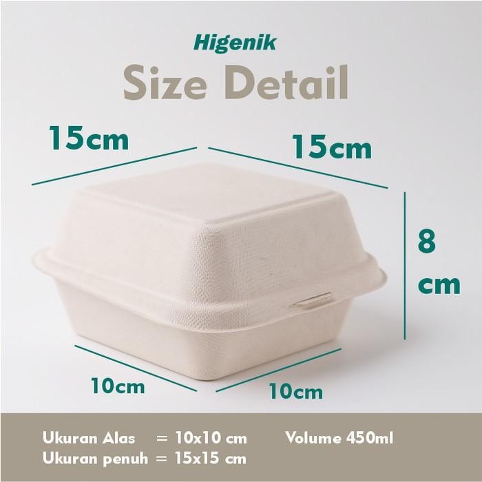 m56i- Bagasse Lunch Box 6 Inch 15X15Cm Material Sugarcane Eco Friendly / Serat Tebu / Cake
