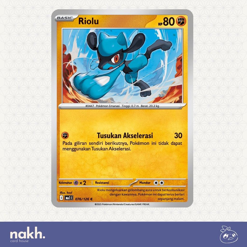 Kartu Pokemon TCG Indonesia Evolusi Mega MA1 076/126 Riolu
