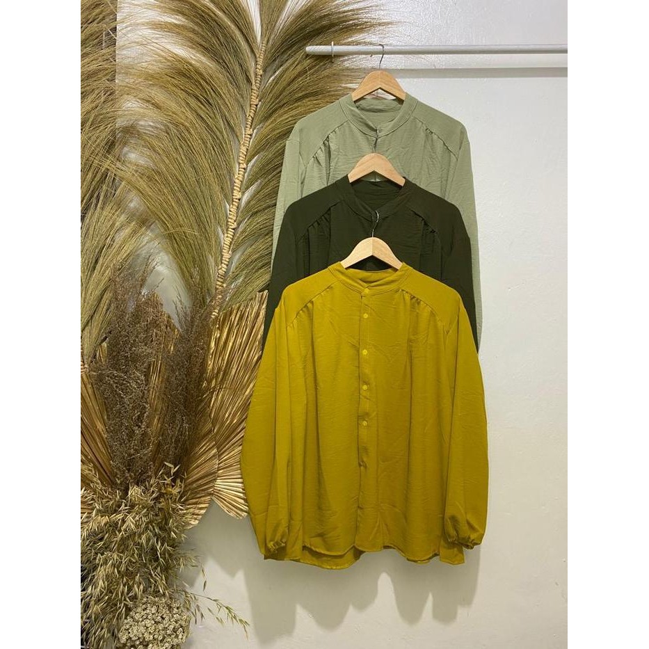 Keishop- Alina Blouse Crincle Wanita Crinkle Atasan Fit Panjang Baju